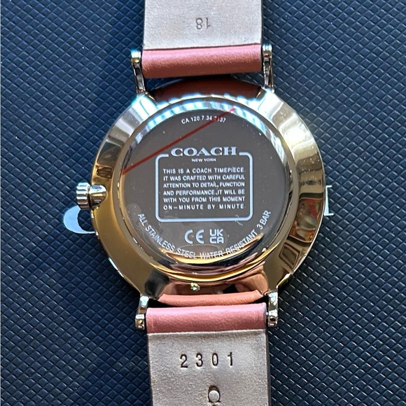 Coach Perry Watch With 36mm Coral Pink Face & Coral Pink Leather Band